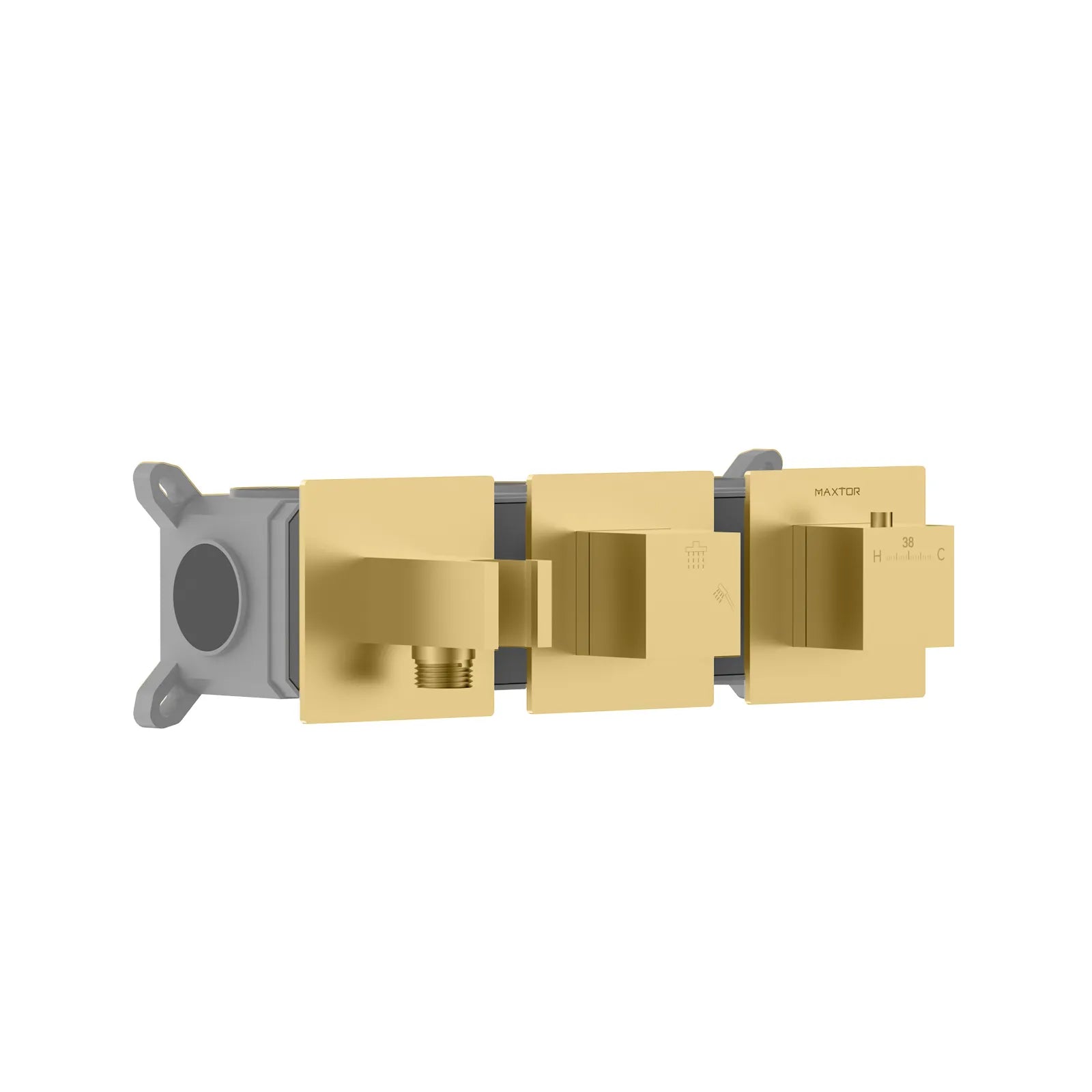 Square 2 way thermostatic wall concealed shower valve MT712000H Brushed Gold