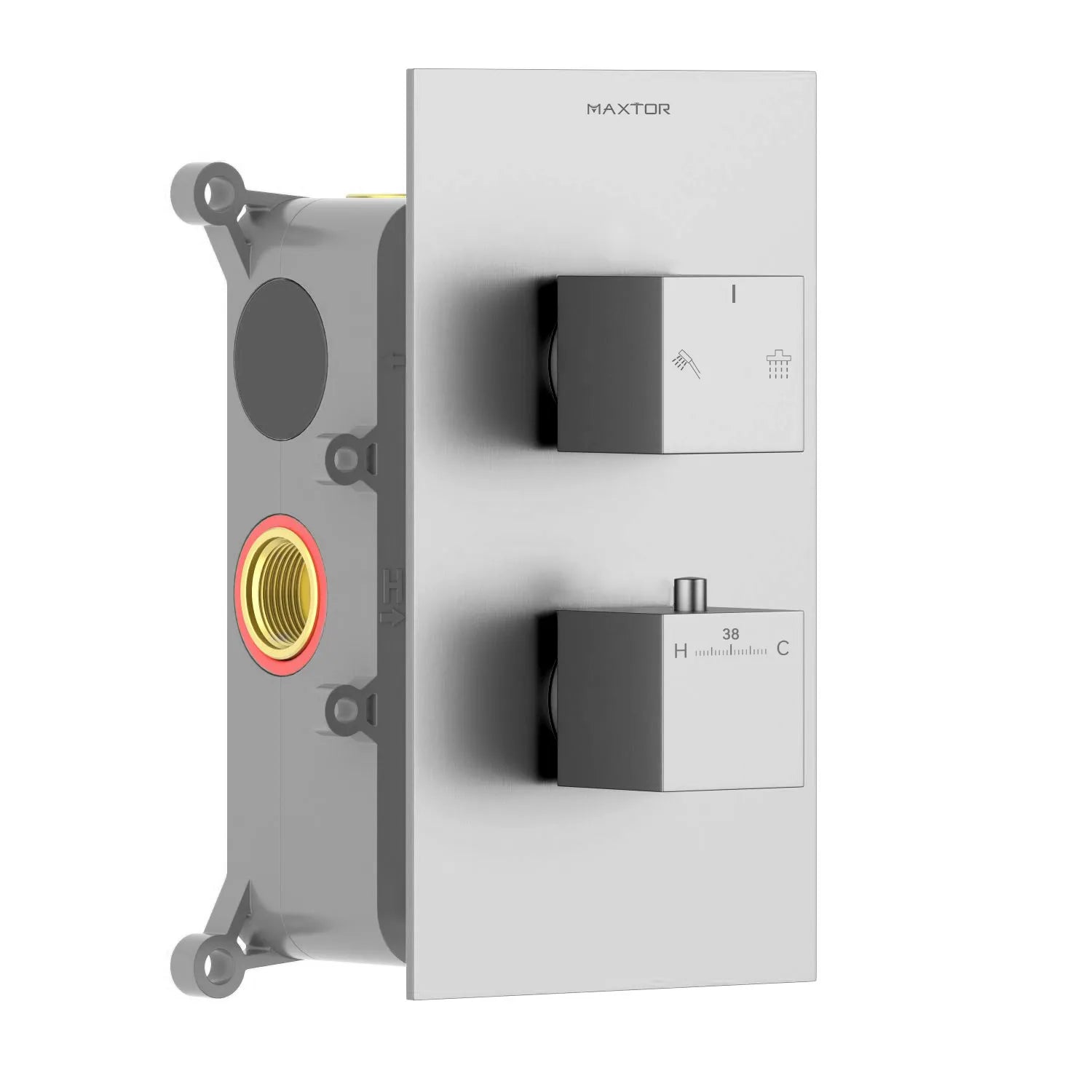 2 Way Thermostatic Square Wall Concealed Shower Valve with Trim Plate MT712100 Brushed Nickel