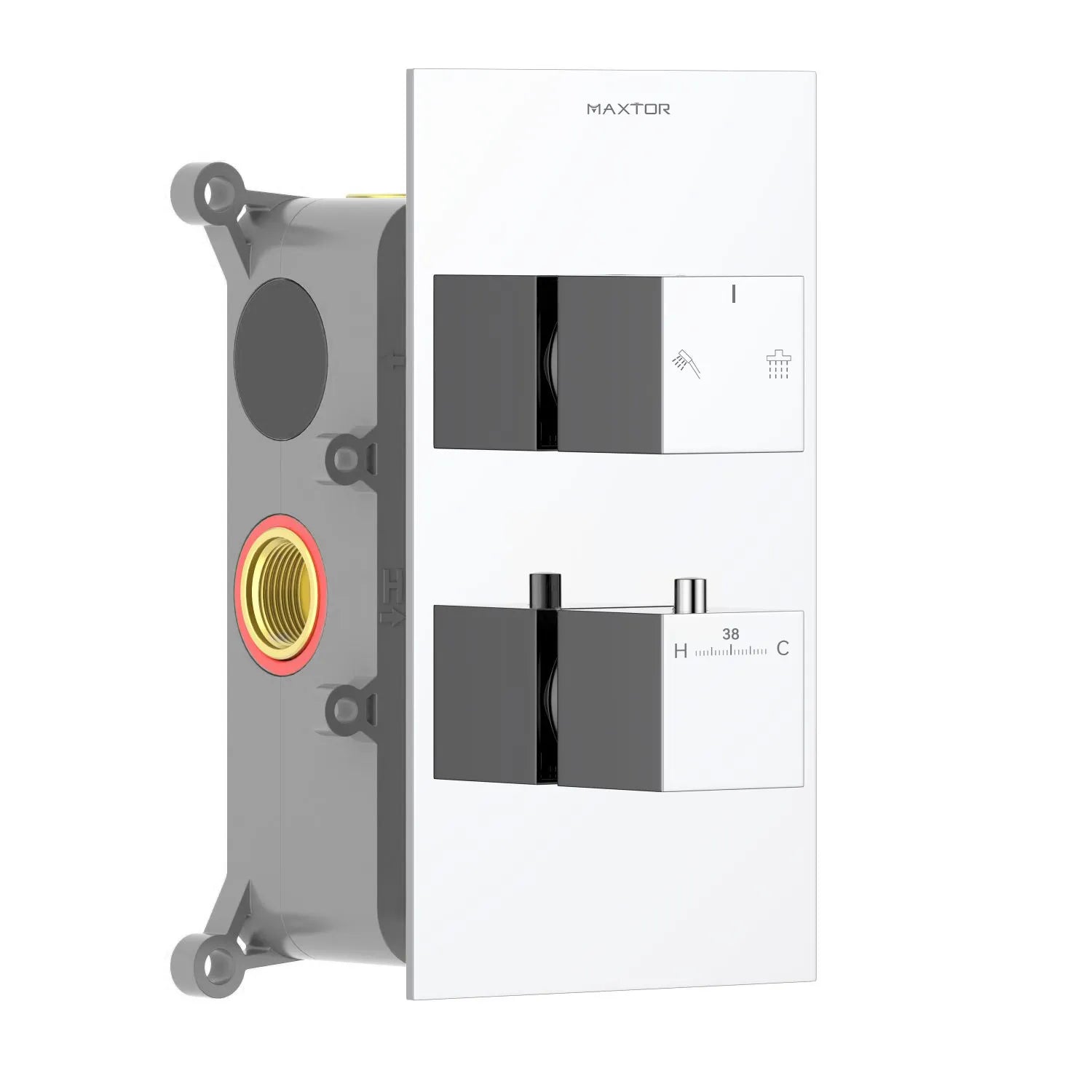 2 Way Thermostatic Square Wall Concealed Shower Valve with Trim Plate MT712100 Chrome