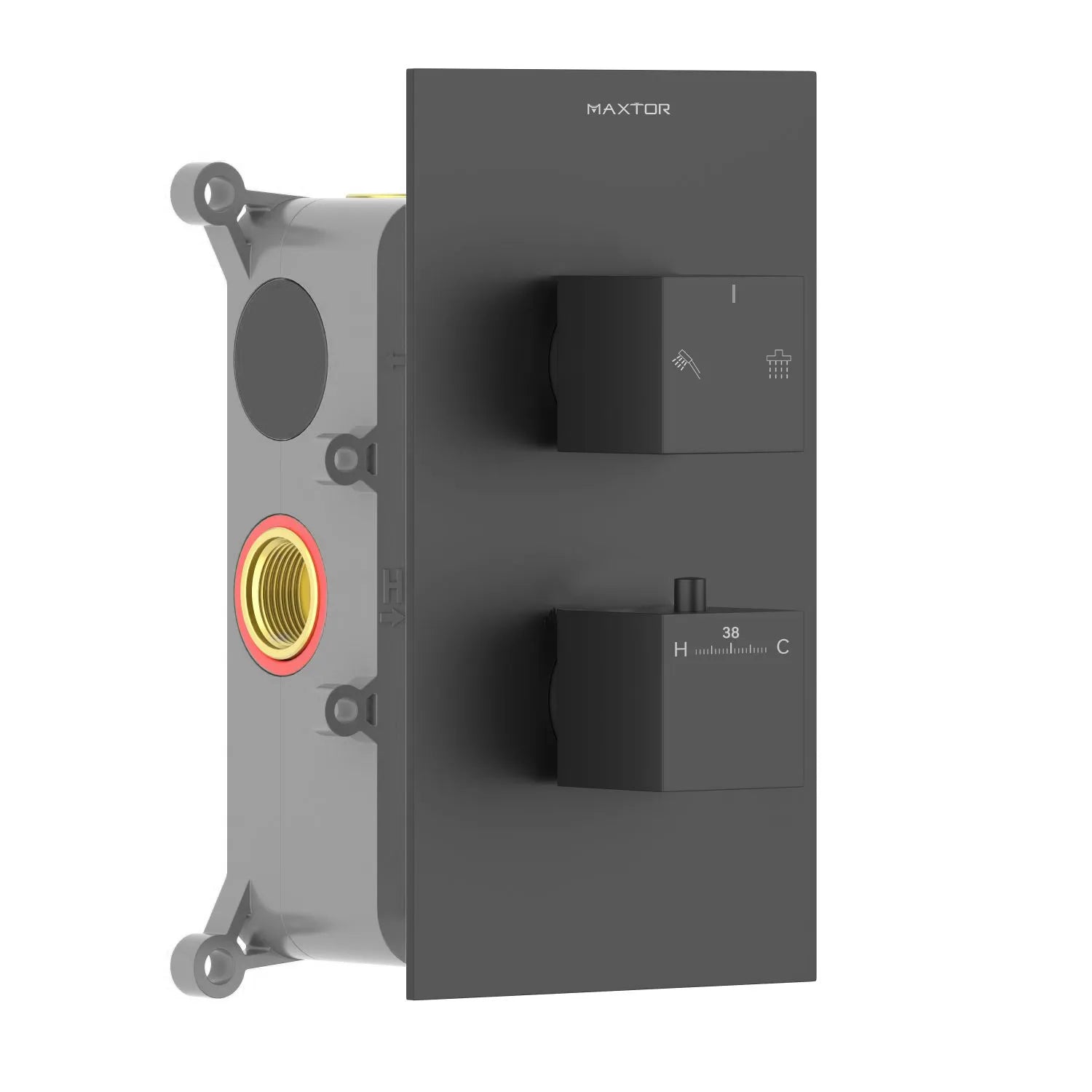 2 Way Thermostatic Square Wall Concealed Shower Valve with Trim Plate MT712100 Matte Black