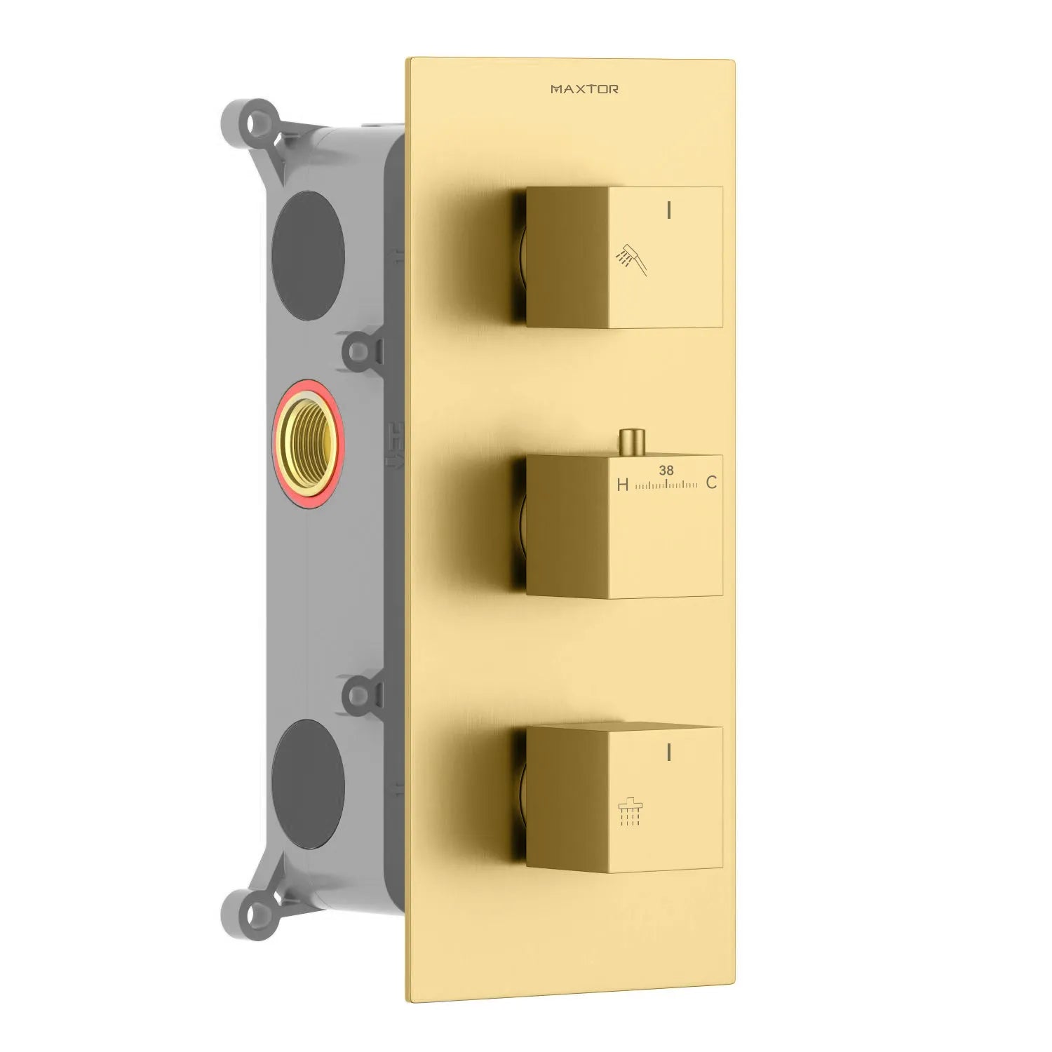 Square Universal Wall Concealed Shower Mixer With Box MT712200 Brushed Gold