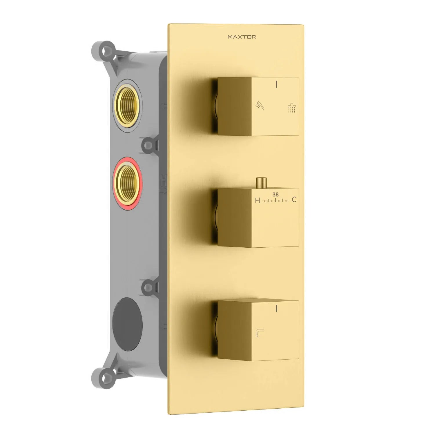 Square Themostatic shower faucet 3 way-MT713100 Brushed Gold