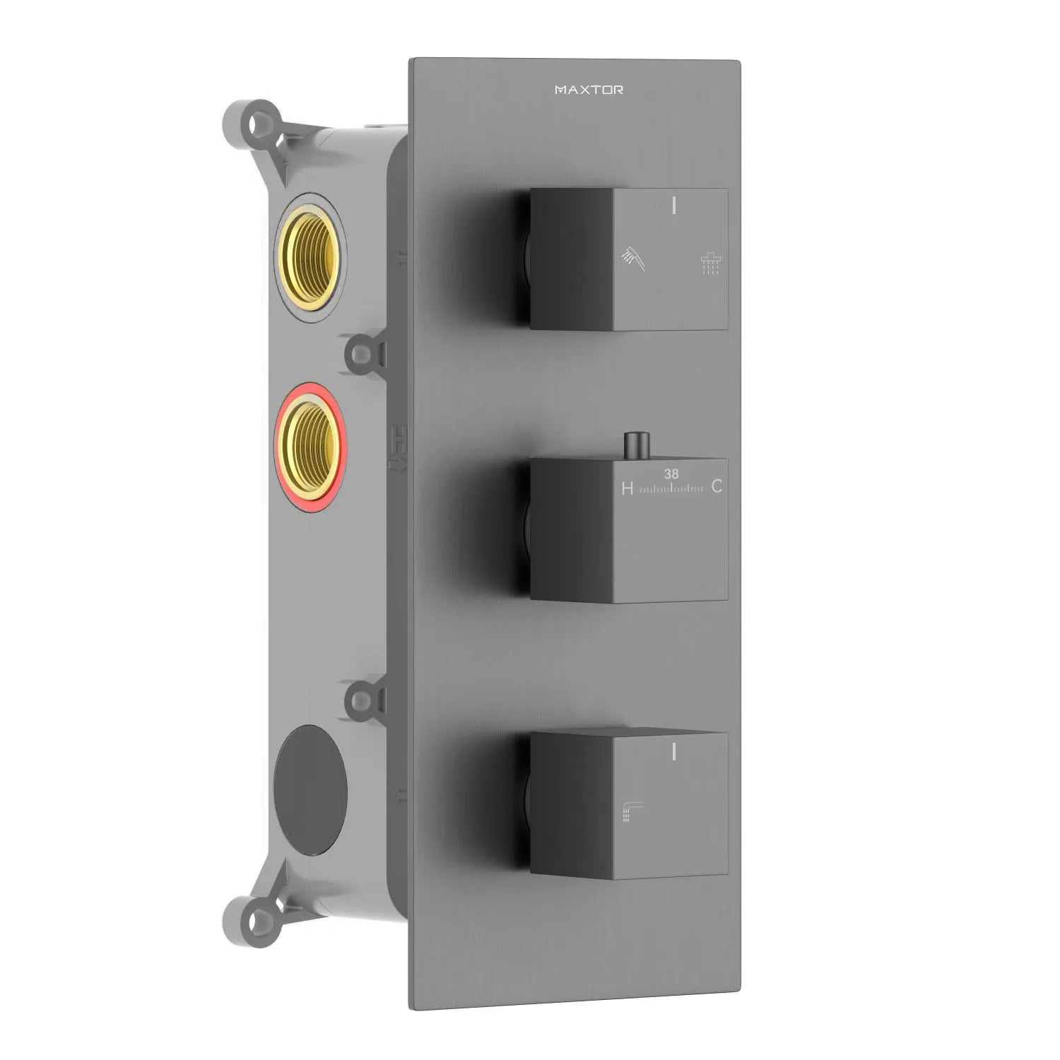 Square Themostatic shower faucet 3 way-MT713100 Brushed Gun Metal