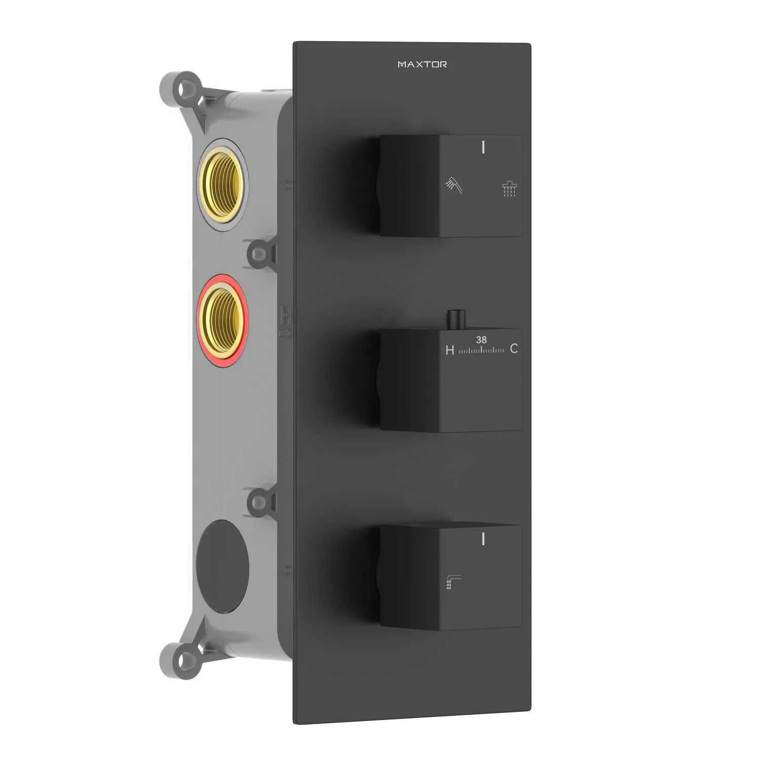Square Themostatic shower faucet 3 way-MT713100 Matte Black