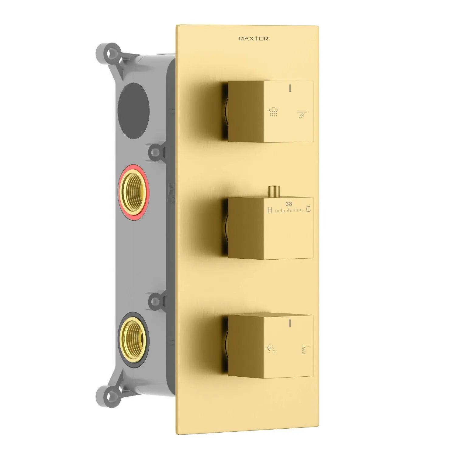 Square 4 way thermostatic concealed shower faucet MT714000 Brushed Gold