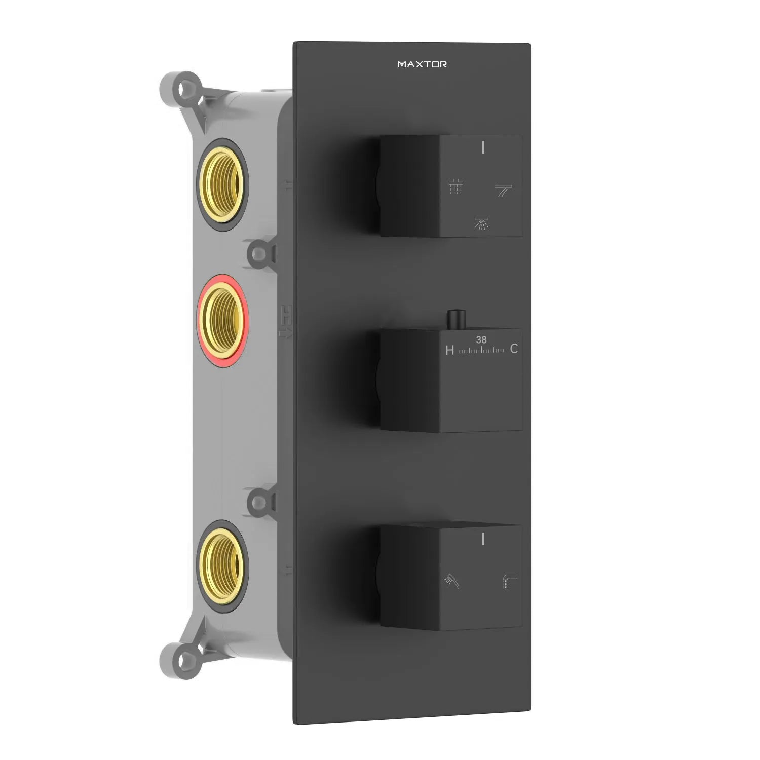 MAXTOR Square Themostatic Shower Faucet 5 Way MT715000 Matte Black