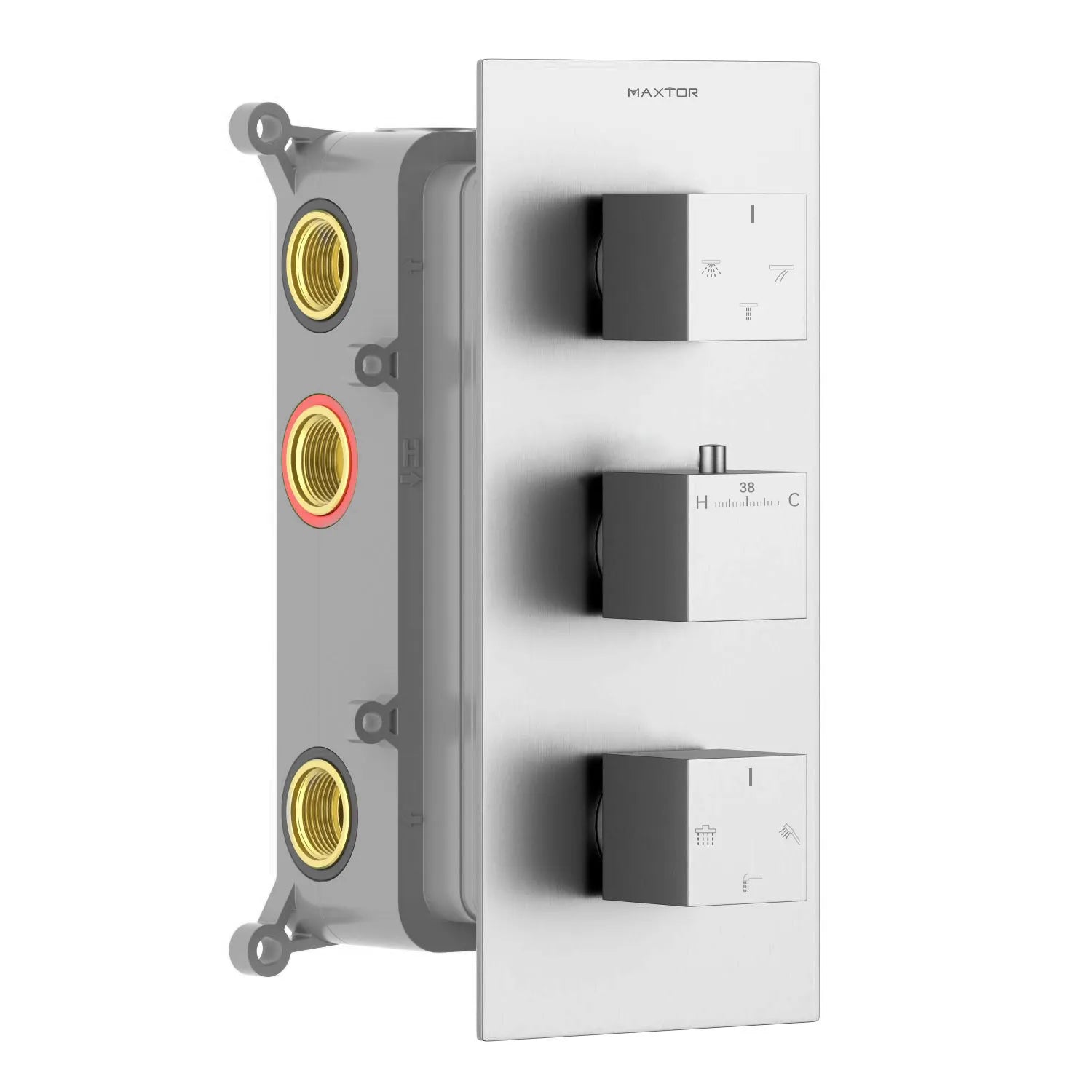 Square Thermostatic Shower Mixer With Diverter & Trim Kit MT716000 Brushed Nickel