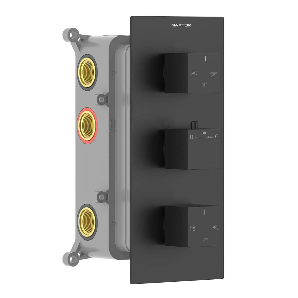 Square Thermostatic Shower Mixer With Diverter & Trim Kit MT716000 Matte Black