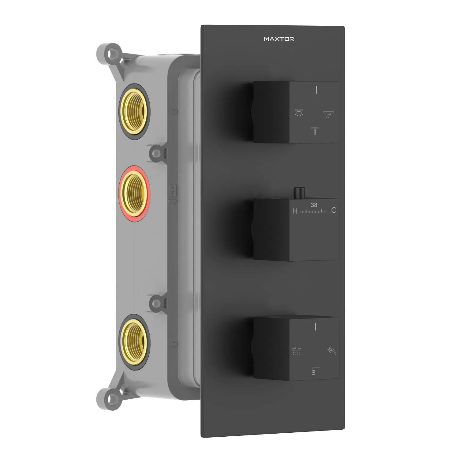 Square Thermostatic Shower Mixer With Diverter & Trim Kit MT716000 Matte Black