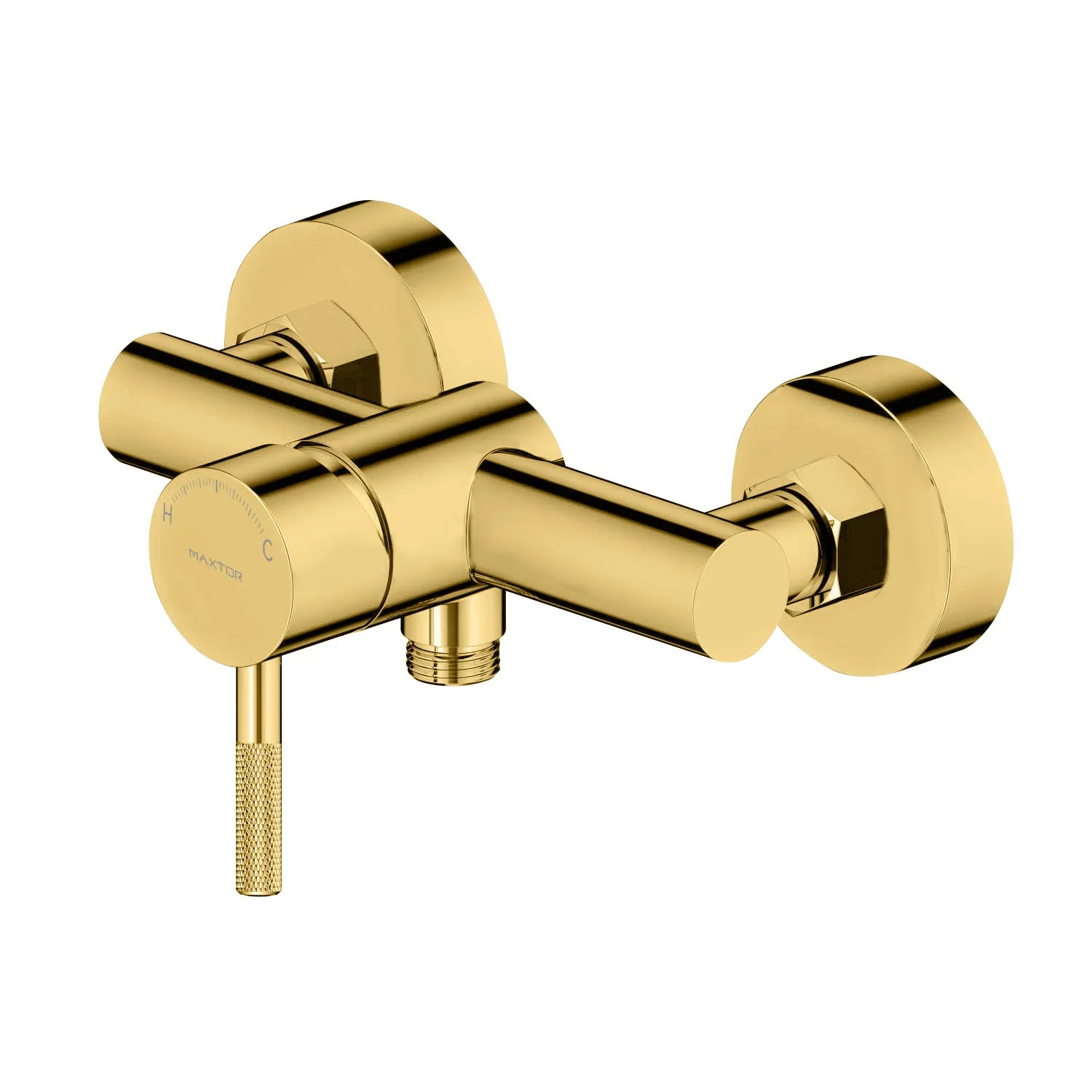 Circular 1 Way Exposed Shower Mixer Solid Brass with Handle-MT800104 Brushed Gold