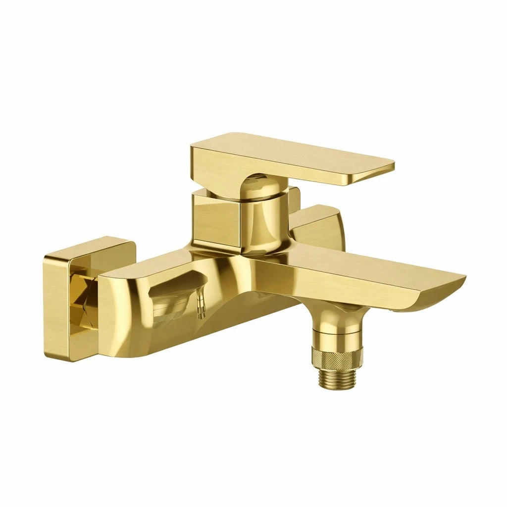 Square Wall Mounted Bath and Shower Mixer – Pull-Up Diverter Tap – MT803007 Brushed Gold