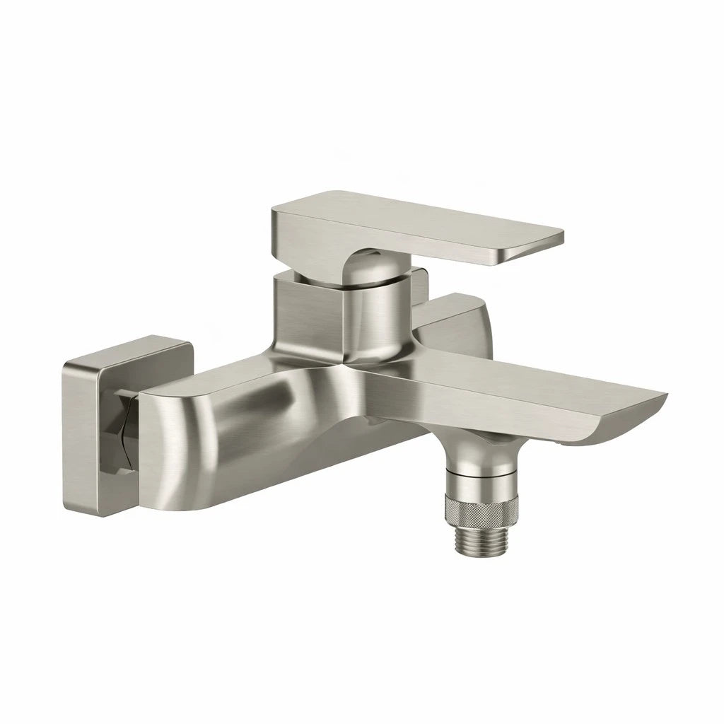 Square Wall Mounted Bath and Shower Mixer – Pull-Up Diverter Tap – MT803007 Brushed Nickel