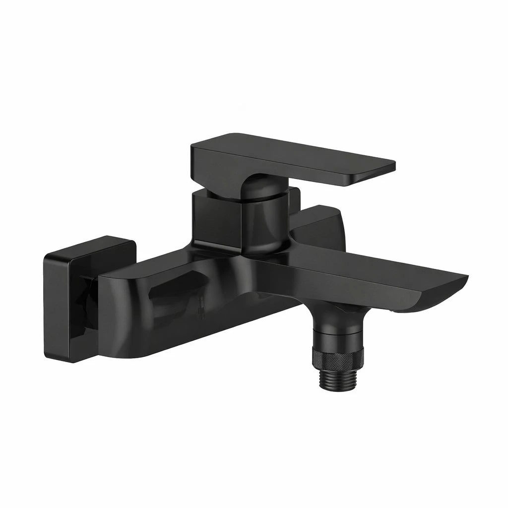Square Wall Mounted Bath and Shower Mixer – Pull-Up Diverter Tap – MT803007 Matte Black