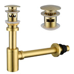 Basin Pop-Up Drain with Bottle Trap Set – Overflow Drain & Anti-Odor Trap – PD0001 Brushed Gold