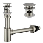 Basin Pop-Up Drain with Bottle Trap Set – Overflow Drain & Anti-Odor Trap – PD0001 Brushed Nickel
