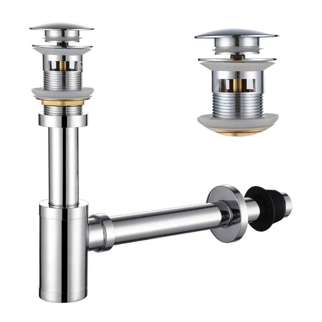 Basin Pop-Up Drain with Bottle Trap Set – Overflow Drain & Anti-Odor Trap – PD0001 Chrome