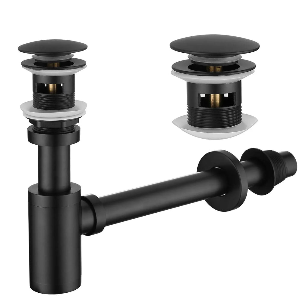 Basin Pop-Up Drain with Bottle Trap Set – Overflow Drain & Anti-Odor Trap – PD0001 Matte Black