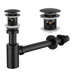 Basin Pop-Up Drain with Bottle Trap Set – Overflow Drain & Anti-Odor Trap – PD0001 Matte Black