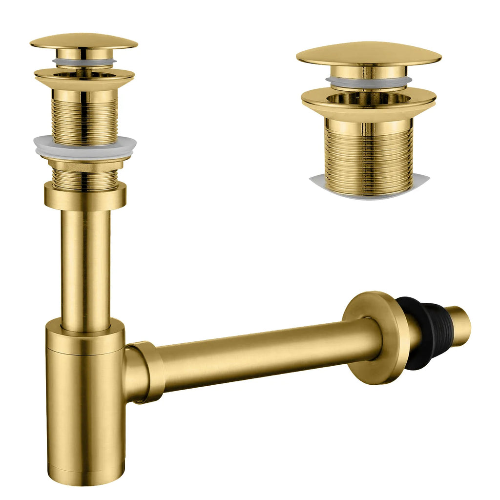Basin Pop-Up Drain with Bottle Trap Set – Without Overflow – PD0002 Brushed Gold
