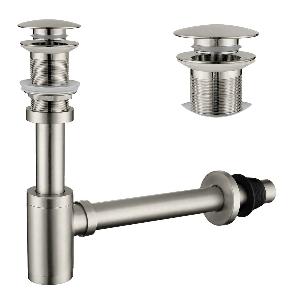 Basin Pop-Up Drain with Bottle Trap Set – Without Overflow – PD0002 Brushed Nickel