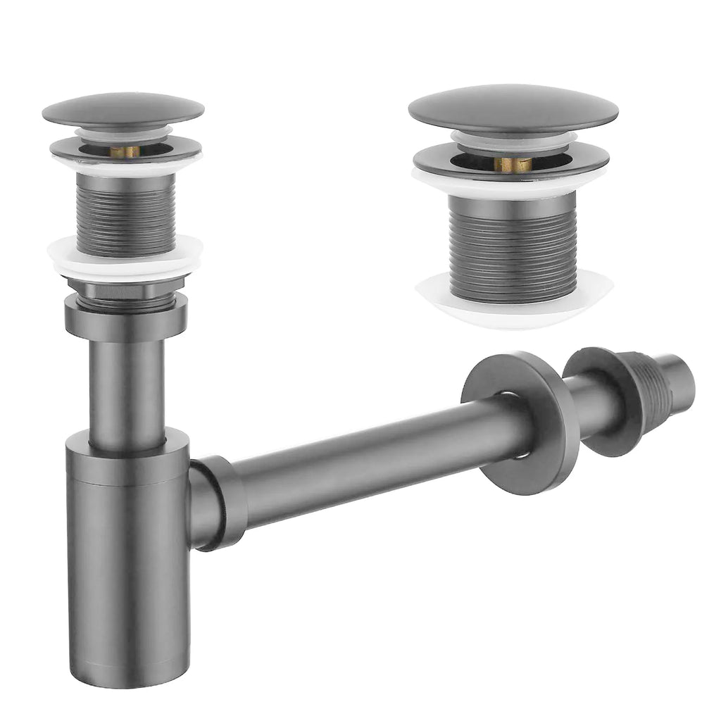 Basin Pop-Up Drain with Bottle Trap Set – Without Overflow – PD0002 Brushed Gun Metal