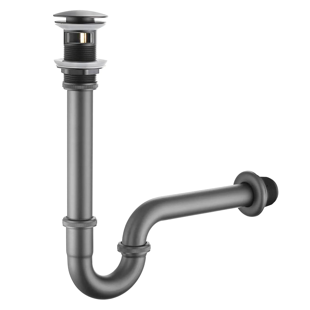 Pop-Up Basin Drain with P-Trap Set – With Overflow – PD0005 Brushed Gun Metal