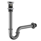 Pop-Up Basin Drain with P-Trap Set – With Overflow – PD0005 Brushed Gun Metal