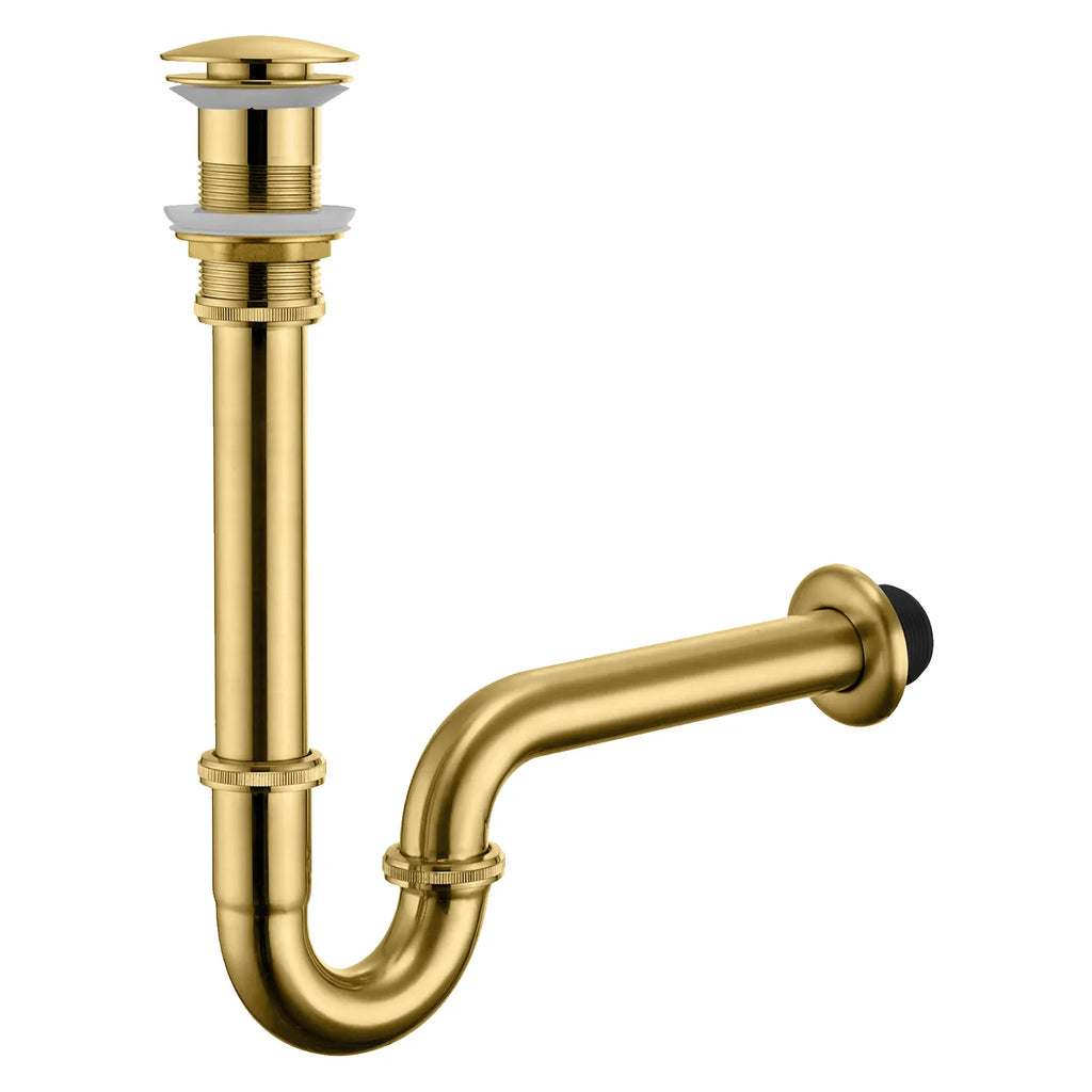 Pop-Up vessel sink / countertop basin Drain with P-Trap Set – Without Overflow – PD0006 Brushed Gold
