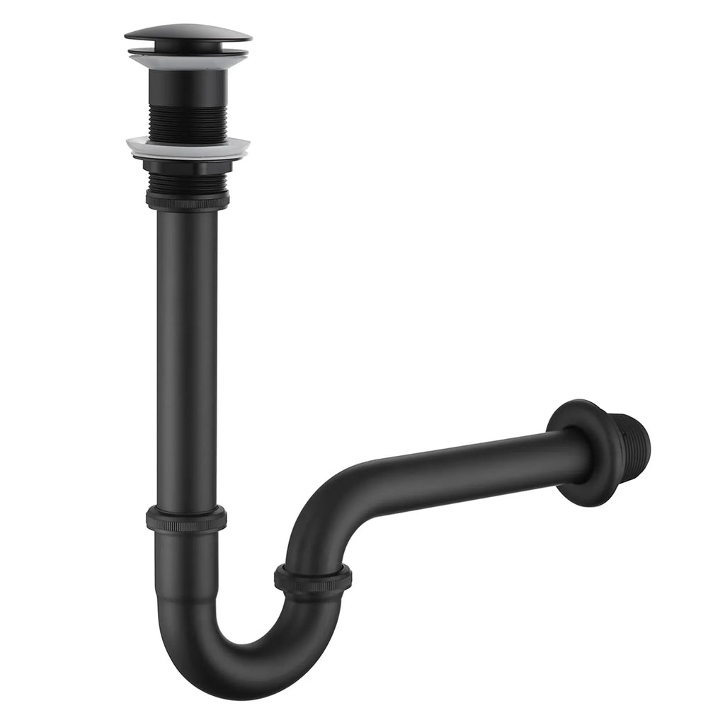 Pop-Up vessel sink / countertop basin Drain with P-Trap Set – Without Overflow – PD0006 Matte Black