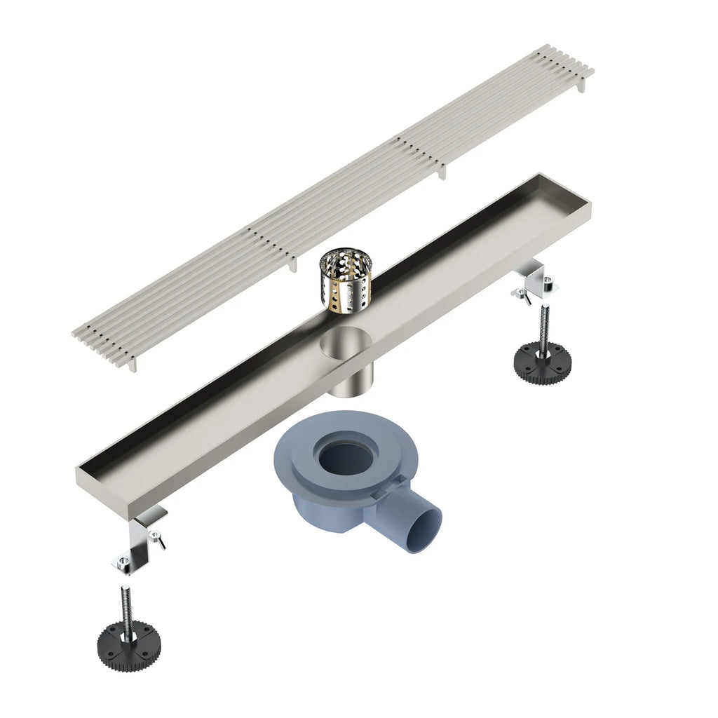 600x68mm SUS 304 Linear Floor Drain – 360° Rotatable Siphon – SFD21038