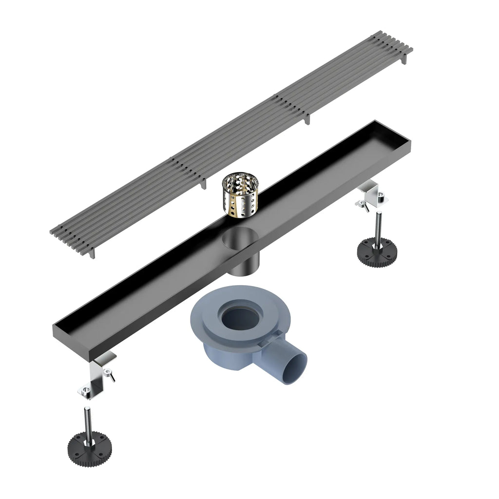 600x68mm SUS 304 Linear Floor Drain – 360° Rotatable Siphon – SFD21038