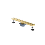600x68mm SUS 304 Linear Floor Drain – 360° Rotatable Siphon – SFD21039 Brushed Gold