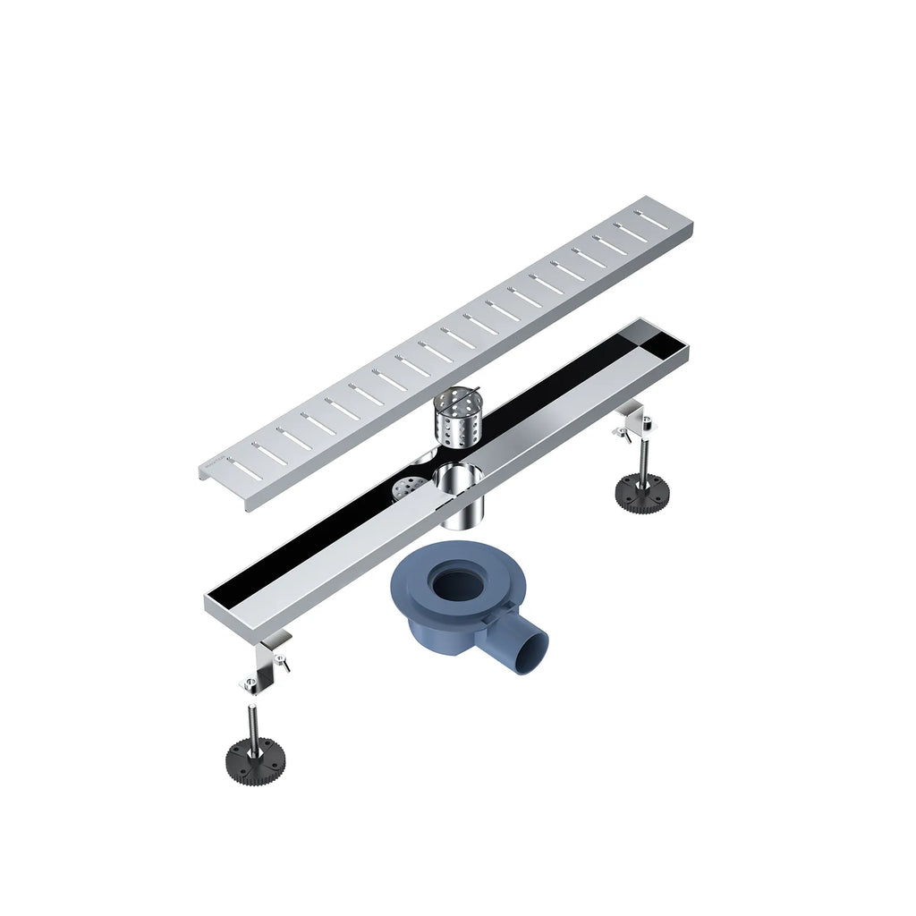 600x68mm SUS 304 Linear Floor Drain – 360° Rotatable Siphon – SFD21039