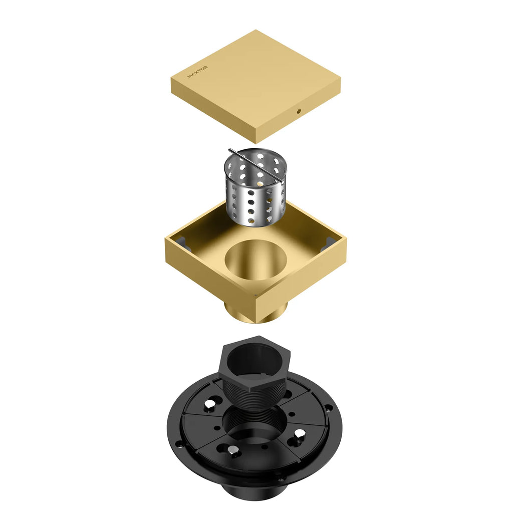 4"x4" Solid Brass Square Tile-In Shower Drain – Invisible Cover with 2" Outlet – SFD21043