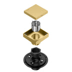 4"x4" Solid Brass Square Tile-In Shower Drain – Invisible Cover with 2" Outlet – SFD21043