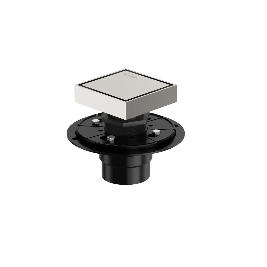 4"x4" Solid Brass Square Tile-In Shower Drain – Invisible Cover with 2" Outlet – SFD21043 Brushed Nickel