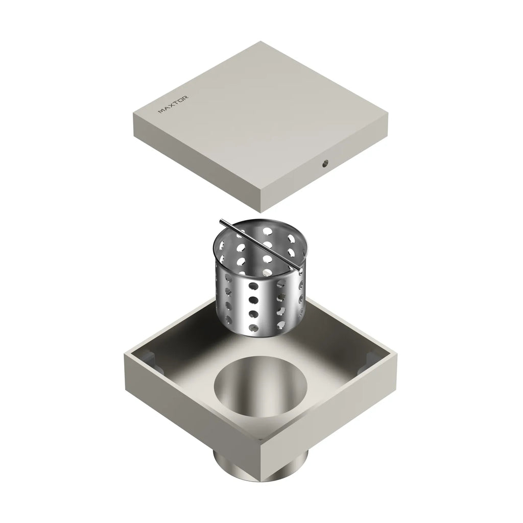 4"x4" Solid Brass Square Tile-In Shower Drain – Invisible Cover with 2" Outlet – SFD21043