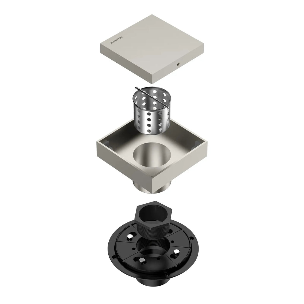 4"x4" Solid Brass Square Tile-In Shower Drain – Invisible Cover with 2" Outlet – SFD21043