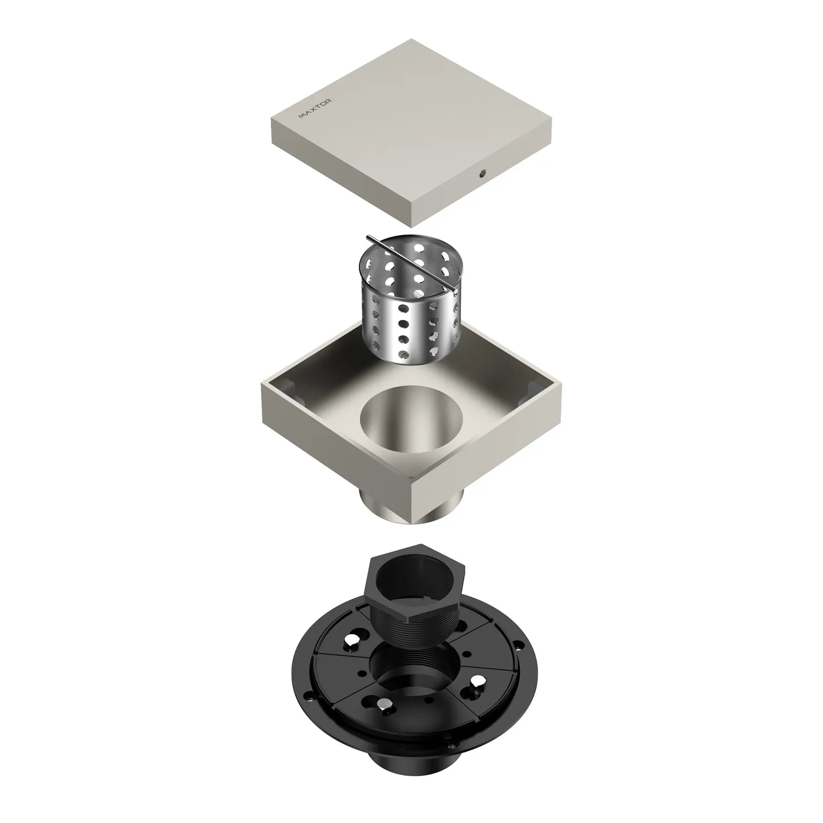 4"x4" Solid Brass Square Tile-In Shower Drain – Invisible Cover with 2" Outlet – SFD21043