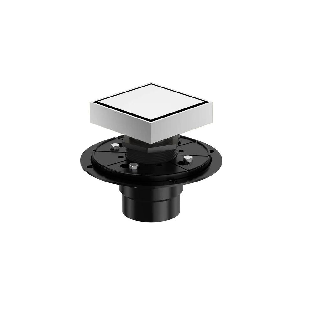 4"x4" Solid Brass Square Tile-In Shower Drain – Invisible Cover with 2" Outlet – SFD21043 Chrome
