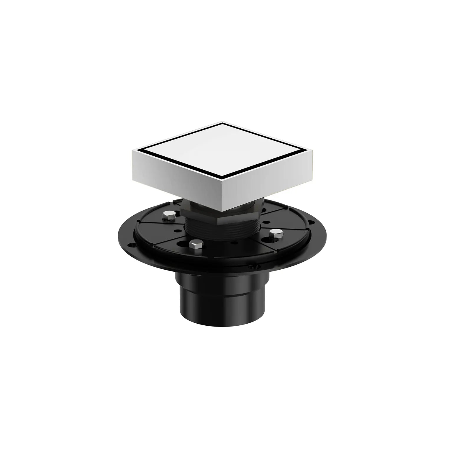4"x4" Solid Brass Square Tile-In Shower Drain – Invisible Cover with 2" Outlet – SFD21043 Chrome