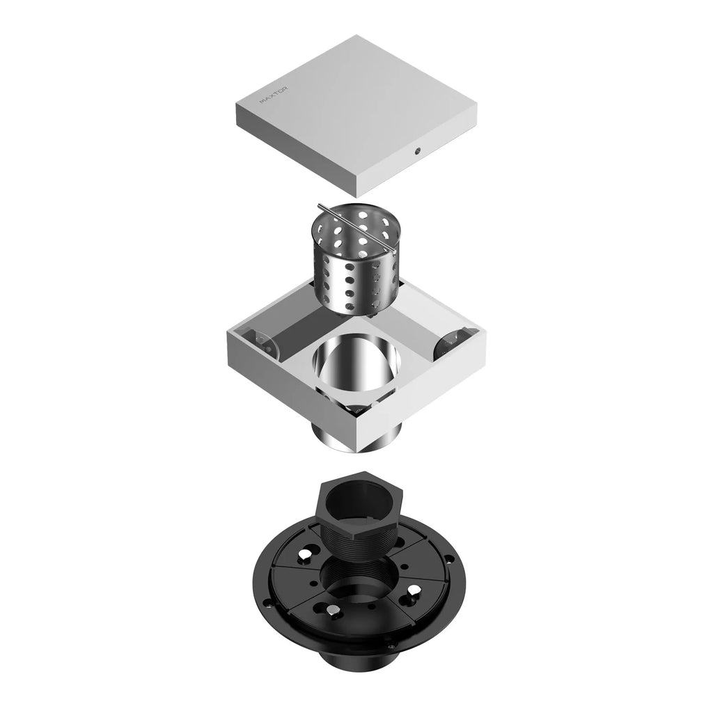 4"x4" Solid Brass Square Tile-In Shower Drain – Invisible Cover with 2" Outlet – SFD21043