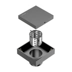 4"x4" Solid Brass Square Tile-In Shower Drain – Invisible Cover with 2" Outlet – SFD21043