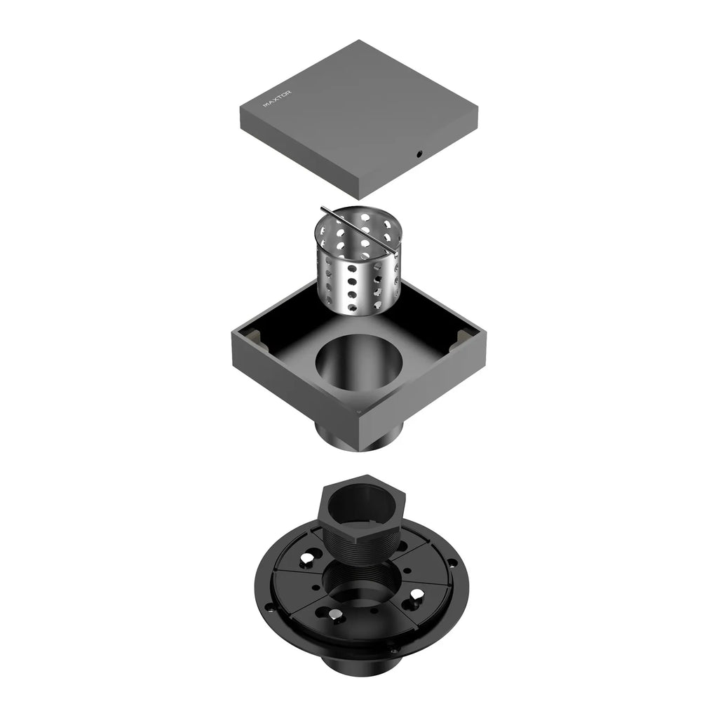 4"x4" Solid Brass Square Tile-In Shower Drain – Invisible Cover with 2" Outlet – SFD21043