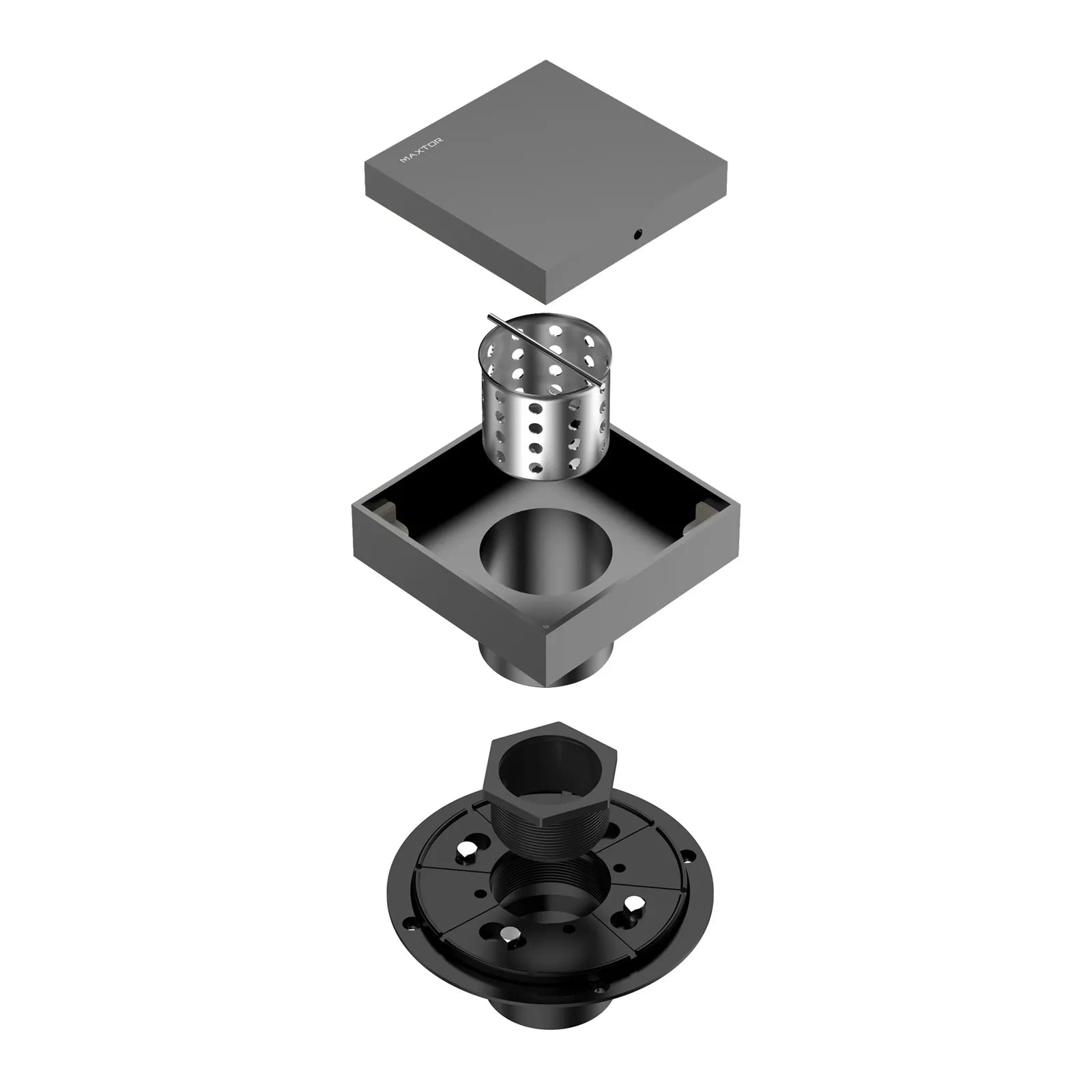 4"x4" Solid Brass Square Tile-In Shower Drain – Invisible Cover with 2" Outlet – SFD21043