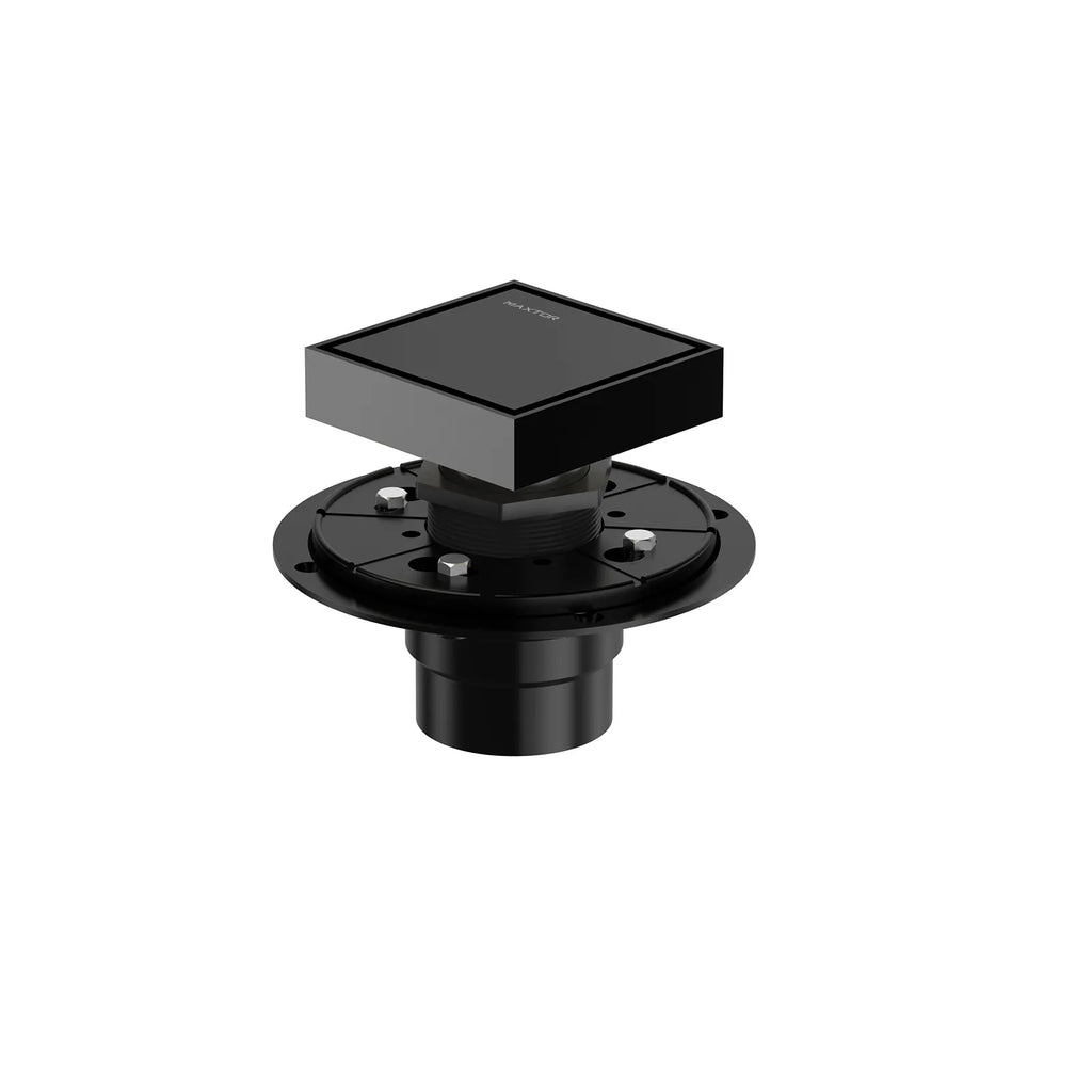 4"x4" Solid Brass Square Tile-In Shower Drain – Invisible Cover with 2" Outlet – SFD21043 Matte Black