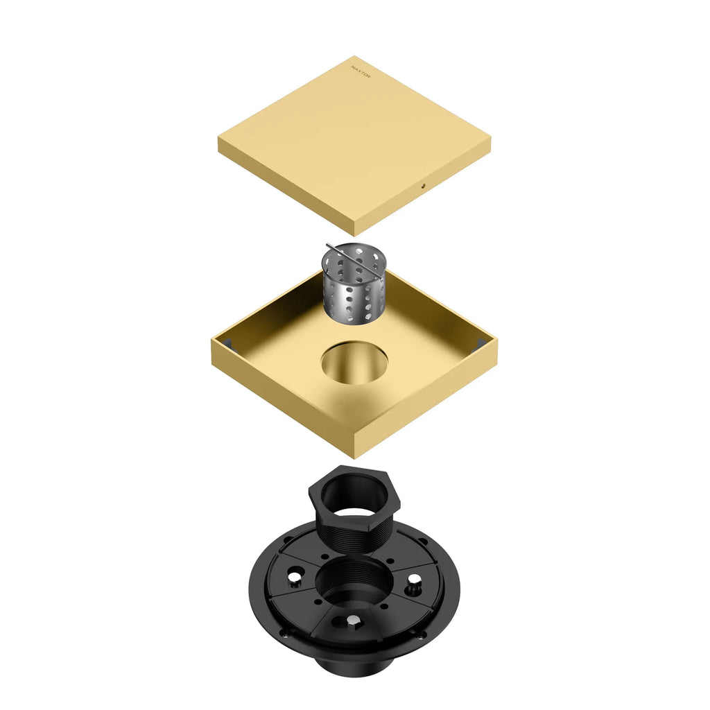 6"x6" Solid Brass Square Tile-In Shower Drain – Invisible Cover with 2" Outlet – SFD21044