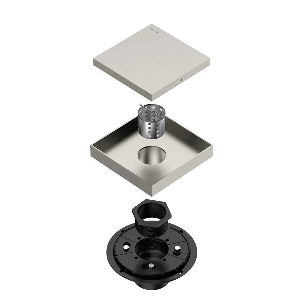 6"x6" Solid Brass Square Tile-In Shower Drain – Invisible Cover with 2" Outlet – SFD21044