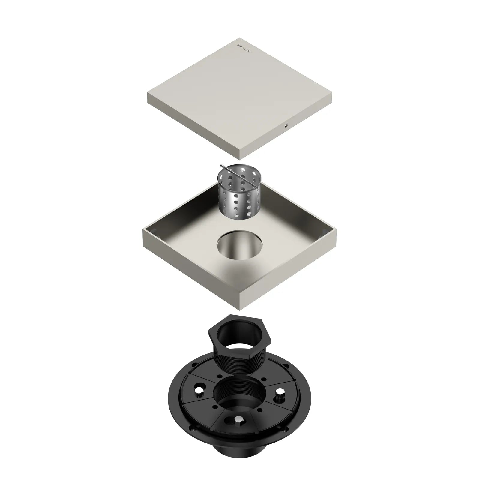 6"x6" Solid Brass Square Tile-In Shower Drain – Invisible Cover with 2" Outlet – SFD21044