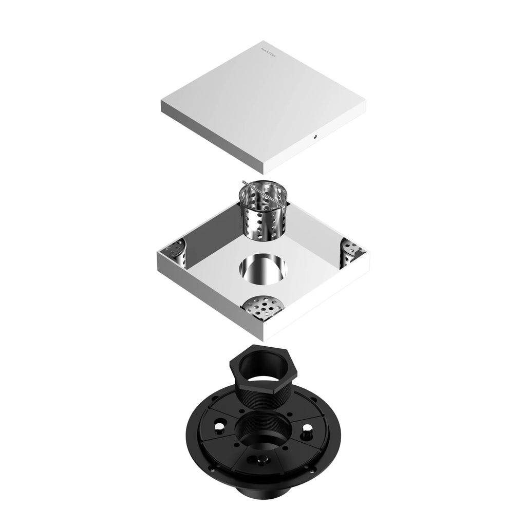 6"x6" Solid Brass Square Tile-In Shower Drain – Invisible Cover with 2" Outlet – SFD21044